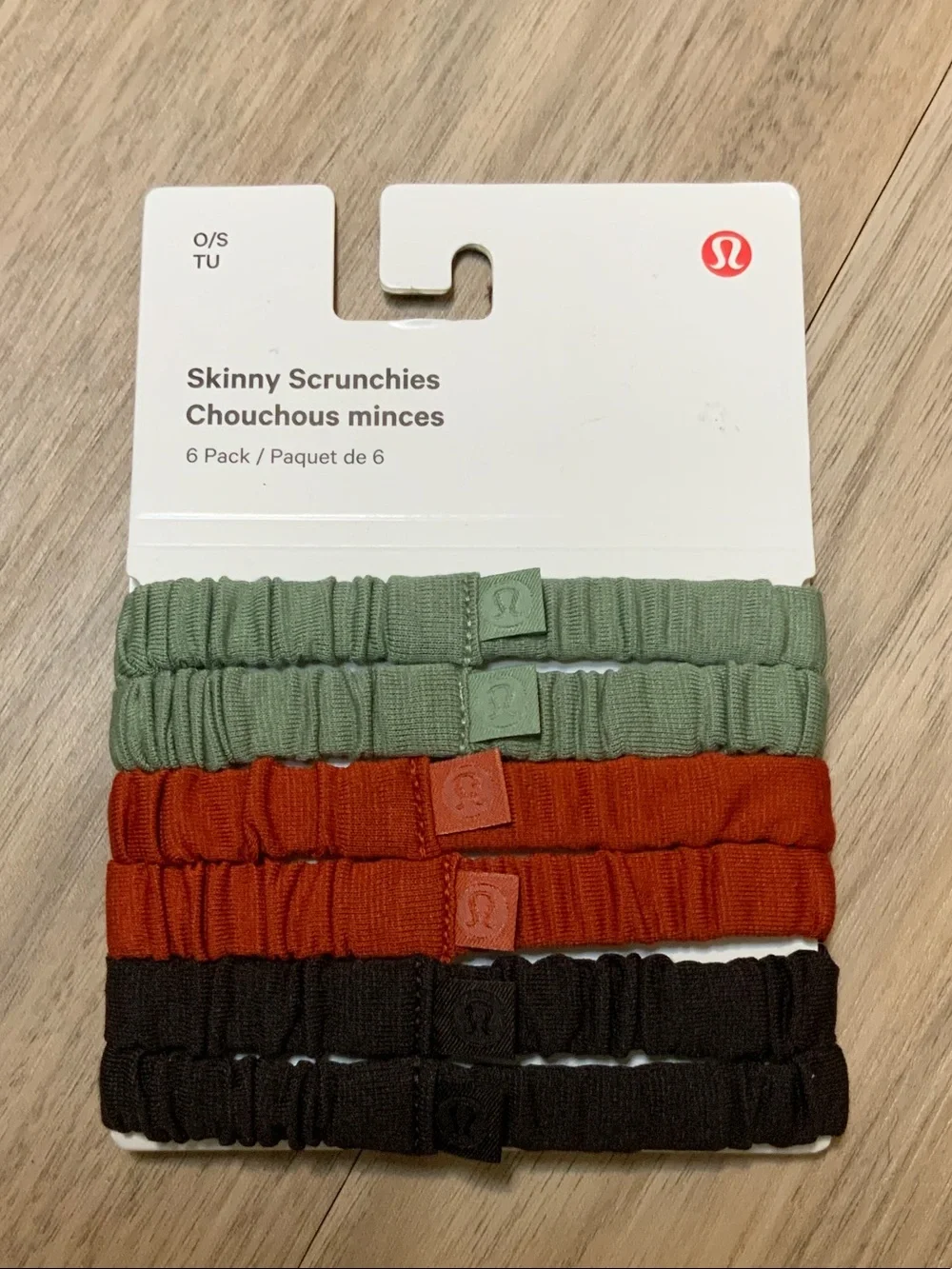 lululemon athletica Skinny Scrunchies 6-Pack in Sage, Rust & Black